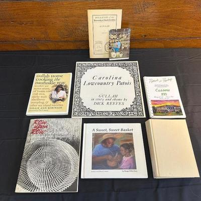 Collection of books exploring Sweet Grass Baskets, Gullah & Low Country Recipes and More!
