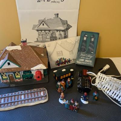 Lot of Dept 56 Snow Village Station and Train