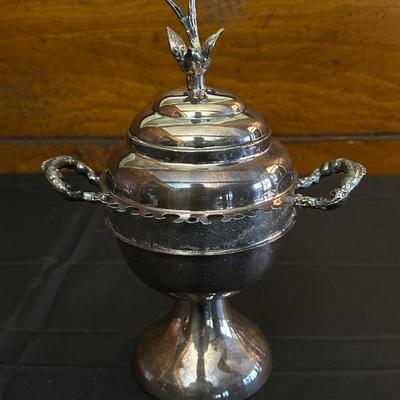 Antique Silver-plate “Spooner” Appetizer Bowl and Swan Candelabra