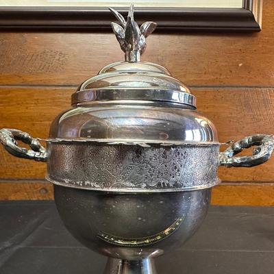 Antique Silver-plate “Spooner” Appetizer Bowl and Swan Candelabra