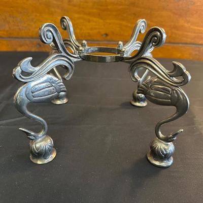 Antique Silver-plate “Spooner” Appetizer Bowl and Swan Candelabra