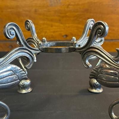 Antique Silver-plate “Spooner” Appetizer Bowl and Swan Candelabra