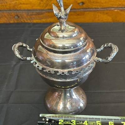 Antique Silver-plate “Spooner” Appetizer Bowl and Swan Candelabra