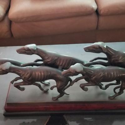 Decorative 5 Running Bronze Greyhounds