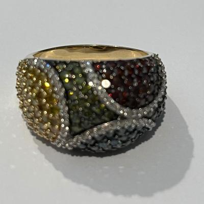 Designer SF 14 karat gold multicolored diamond ring size 10