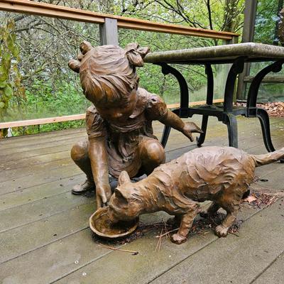 "Making Friends" Life Size Bronze Sculpture by Jane DeDecker