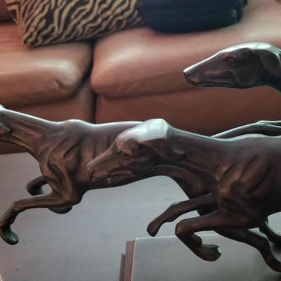 Decorative 5 Running Bronze Greyhounds