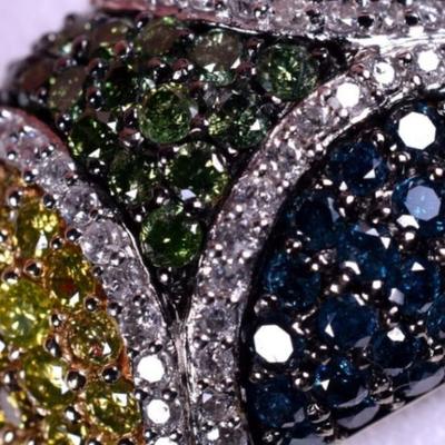 Designer SF 14 karat gold multicolored diamond ring size 10