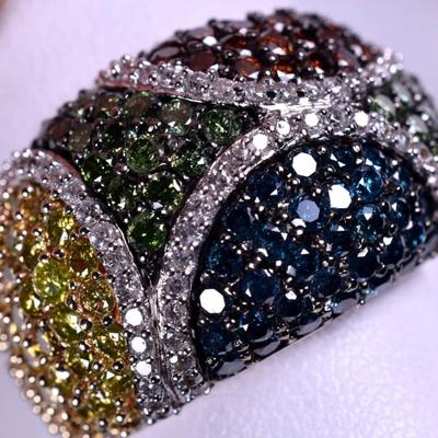 Designer SF 14 karat gold multicolored diamond ring size 10