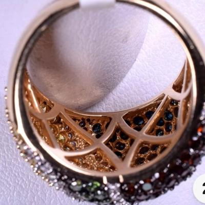 Designer SF 14 karat gold multicolored diamond ring size 10