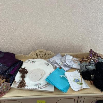 Misc linens and curtain tie backs