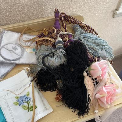 Misc linens and curtain tie backs
