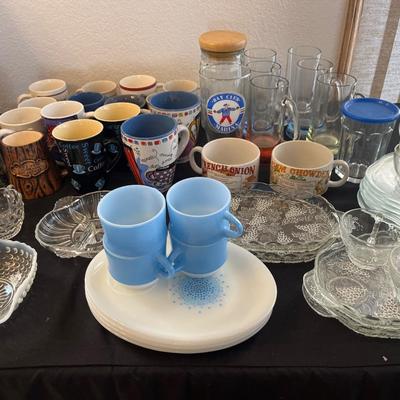 Fire King Luncheon set, mugs, glasses, etc