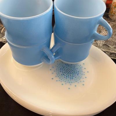 Fire King Luncheon set, mugs, glasses, etc