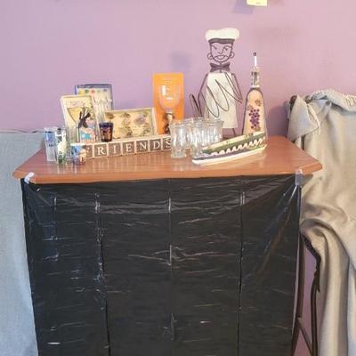 Bar items, glasses, olive trays