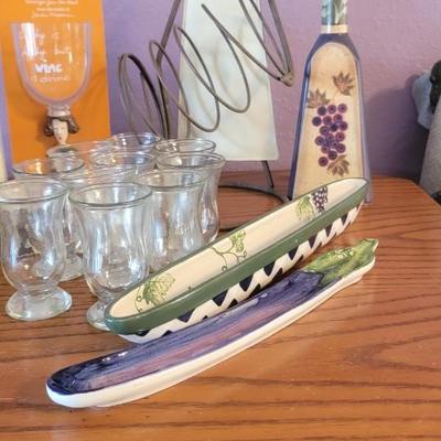 Bar items, glasses, olive trays