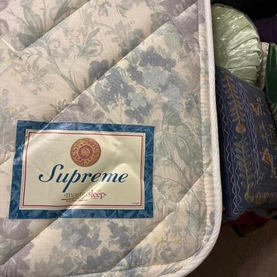 Metal canopy queen bed with mattress and box spring