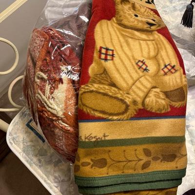 Pillows, throws, curtains and a wicker basket