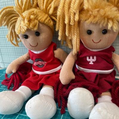 2 cheerleader dolls with my little pony figurines