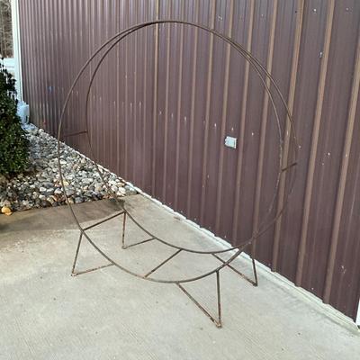 Lot 683 Vintage Large Boho Wrought Iron Firewood Holder