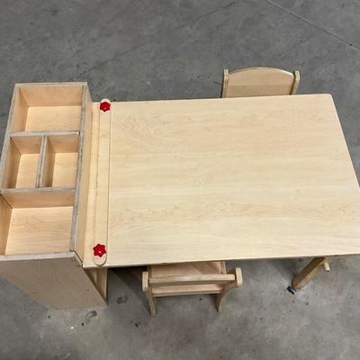 Lot P 693 Children’s Wooden Art Table & Two Chairs