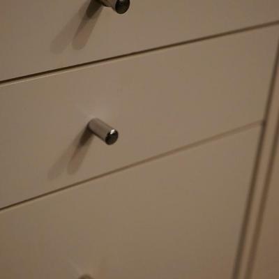 GROUPING OF THREE FOUR DRAWER CABINETS W/ WHITE LAMINATE QUALITY