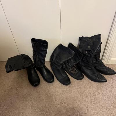 Three black boots -size 8