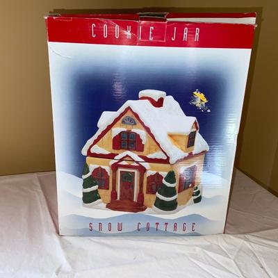 Snow Cottage Cookie Jar