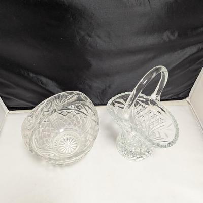 Vintage Crystal Baskets Bleikristall Lead Crystal 10" Tall Bridal Basket Centerpiece #31 (DR)
