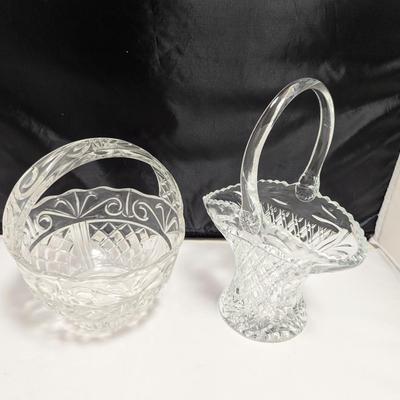 Vintage Crystal Baskets Bleikristall Lead Crystal 10" Tall Bridal Basket Centerpiece #31 (DR)