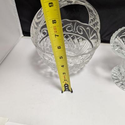 Vintage Crystal Baskets Bleikristall Lead Crystal 10" Tall Bridal Basket Centerpiece #31 (DR)