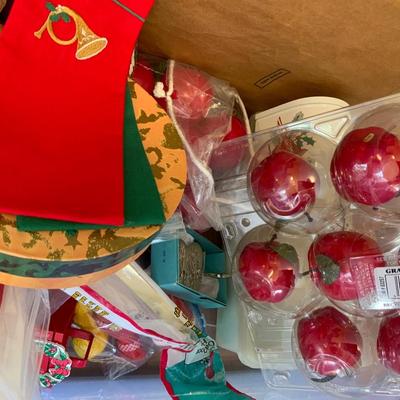 Vintage Lot of Misc Box of Christmas items including ornaments
