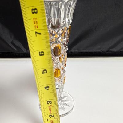 Anne Hutte Bleikristall Crystal Amber 8" Bud Vase #32