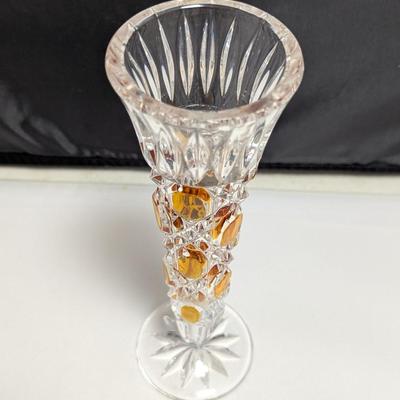 Anne Hutte Bleikristall Crystal Amber 8" Bud Vase #32