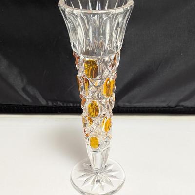 Anne Hutte Bleikristall Crystal Amber 8" Bud Vase #32