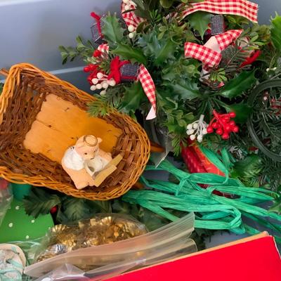 Lot of Vintage Christmas items including glass ornaments.