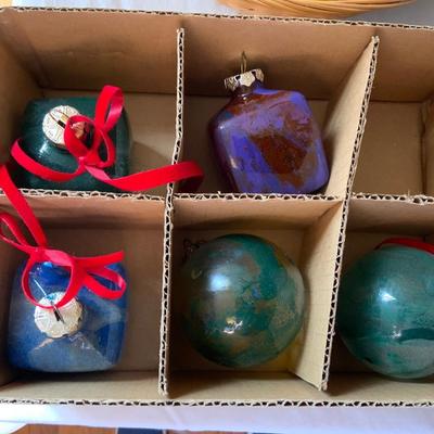 Lot of Vintage Christmas items including glass ornaments.