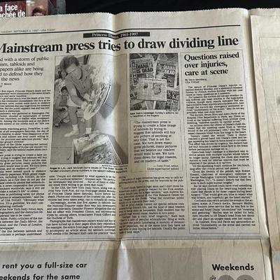 1997 Newspaper Cover Following the Death of Princess Diana, Two Coin Edged Pendants and More Items following the Royal Family