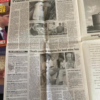 1997 Newspaper Cover Following the Death of Princess Diana, Two Coin Edged Pendants and More Items following the Royal Family