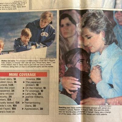 1997 Newspaper Cover Following the Death of Princess Diana, Two Coin Edged Pendants and More Items following the Royal Family