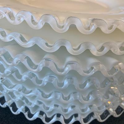 Set of EIGHT Ruffle Fringe Glass Plates
