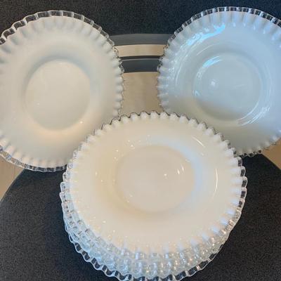 Set of EIGHT Ruffle Fringe Glass Plates