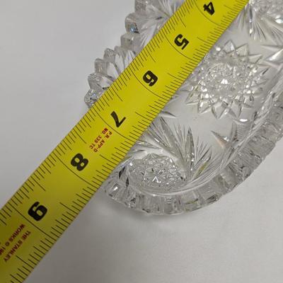 Crystal Pickle Dish & Pair Of Princess House Crystal Spoon Holders #36 (DR)
