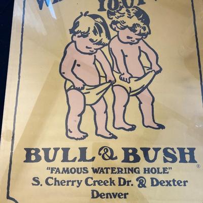 Bull & Bush poster, bar wall art & accessories