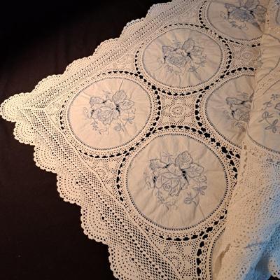 Collection of Hand-Embroidered Crewel Pillows & Linens (BD-SD)