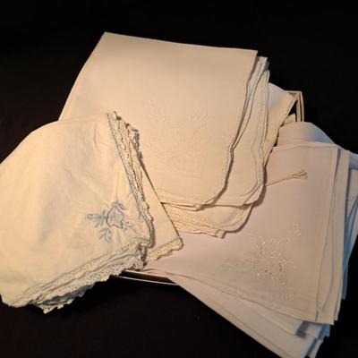 Collection of Hand-Embroidered Crewel Pillows & Linens (BD-SD)
