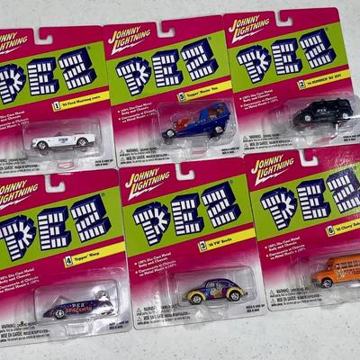 Lot of Six (6) Johnny Lightning PEZ Cars, MOC