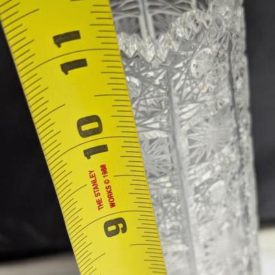 11" Tall Carved Bohemian Crystal Vase (DR)
