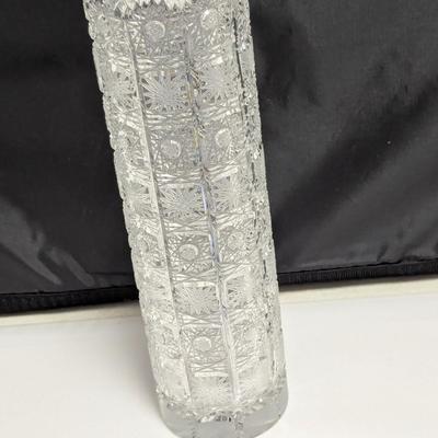 11" Tall Carved Bohemian Crystal Vase (DR)