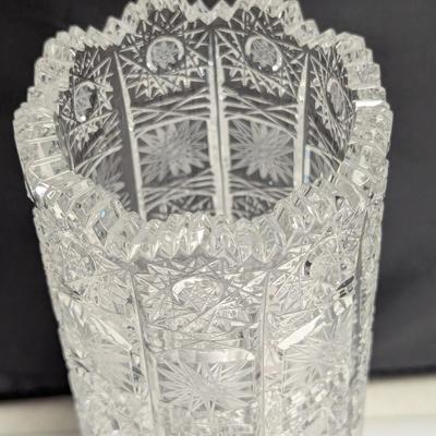 11" Tall Carved Bohemian Crystal Vase (DR)